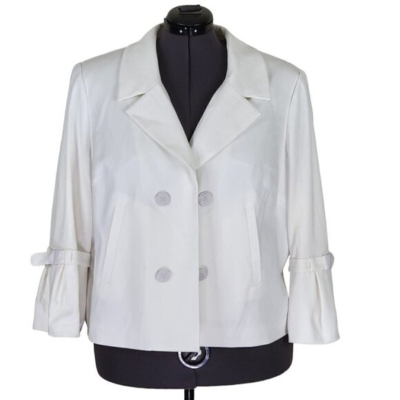 The Limited Blazer Size 24W Open Front Pleated Cuffs Marshmallow Color Buttons - Picture 1 of 13